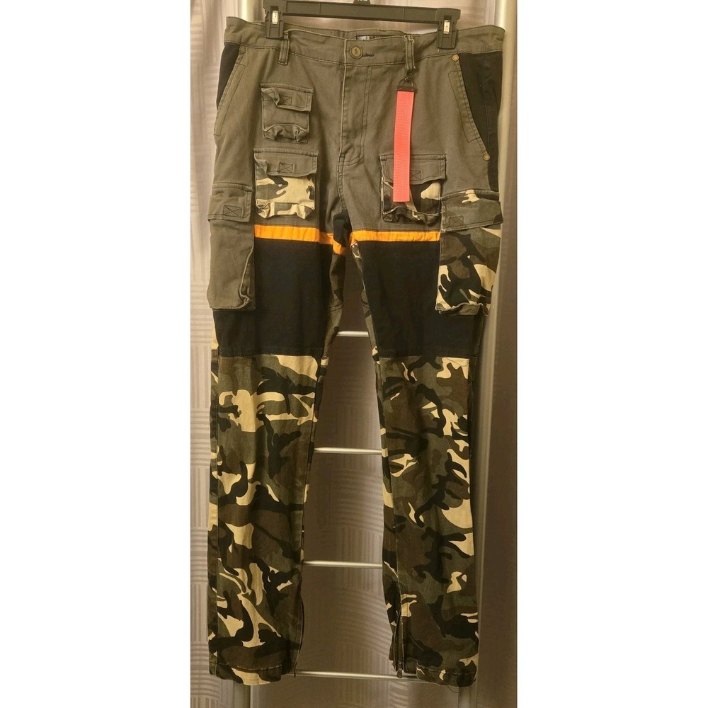 Reason Brand Mens Cargo Camo Print Pants Size 36 Inseam 31.5 Military Camping